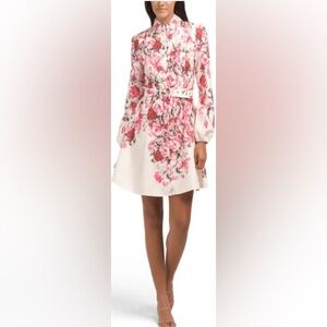 Dalia MacPhee Floral Pink and White Dress